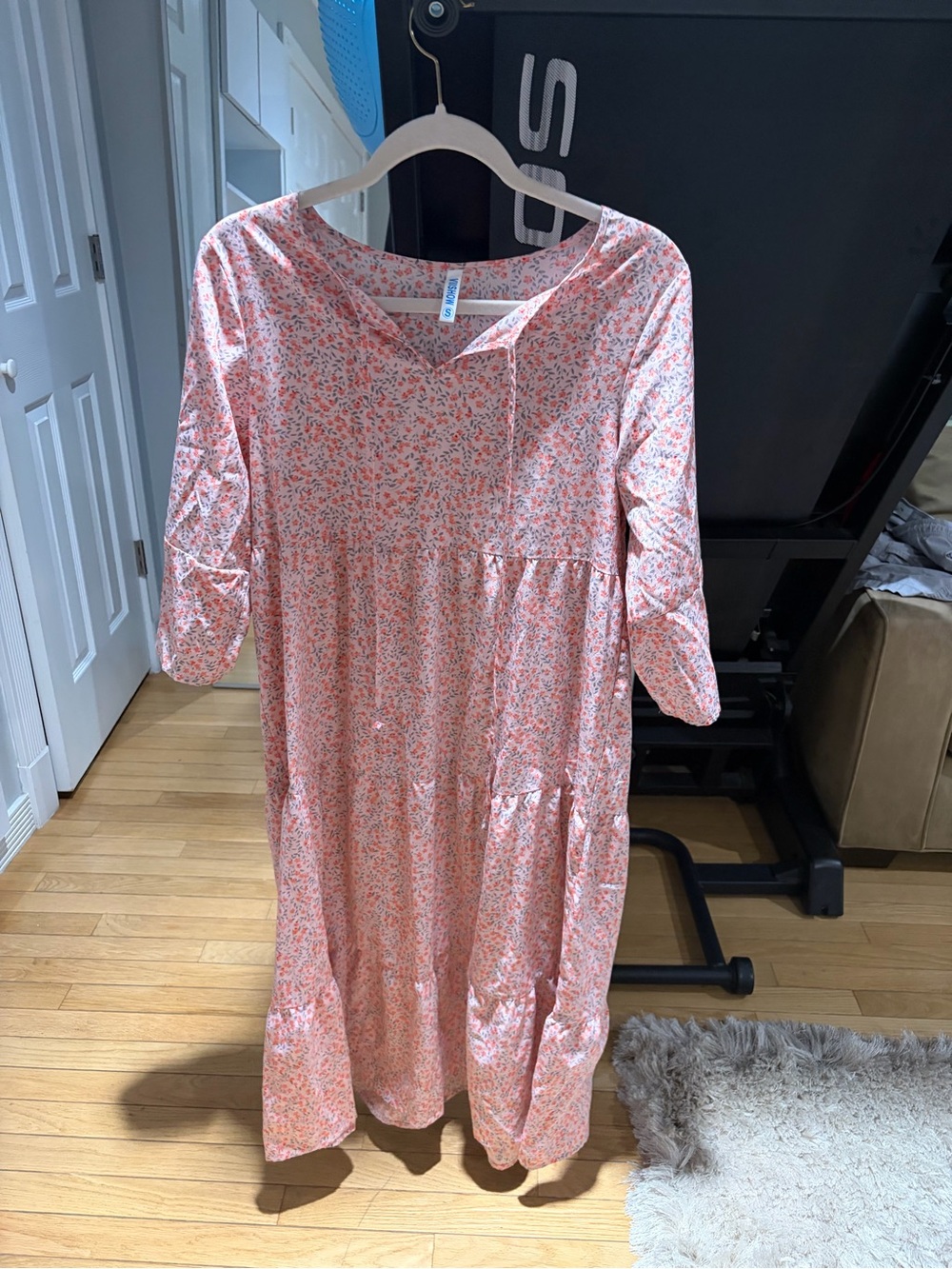 Floral Pink Tiered Casual Dress